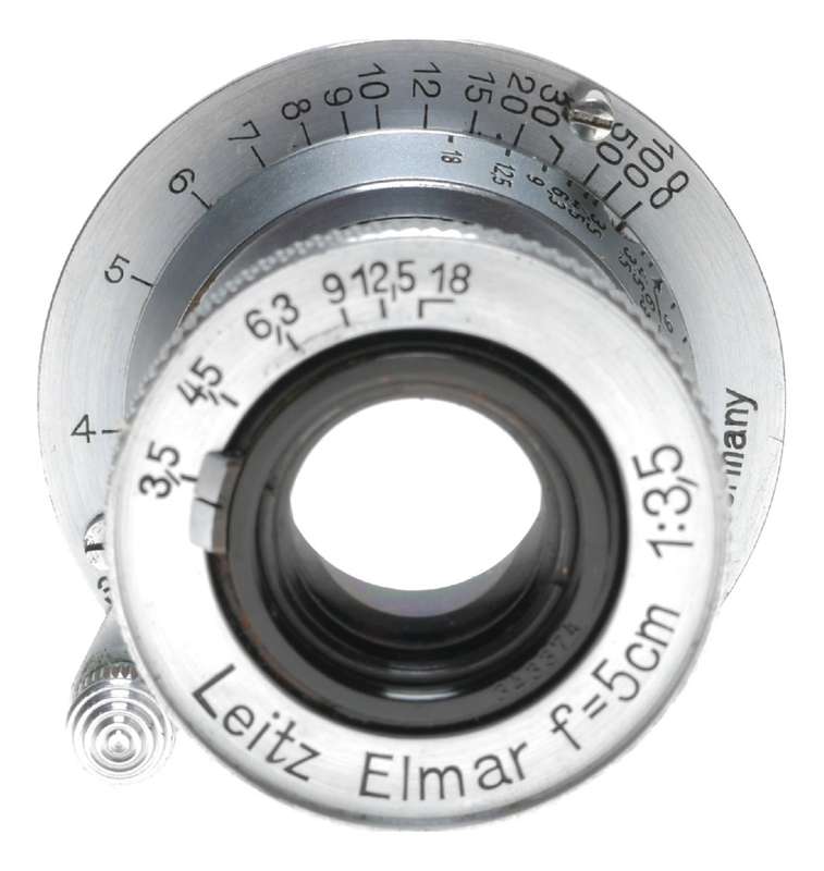 Chrome Leitz Elmar f=5cm 1:3.5 SM leica camera lens with caps
