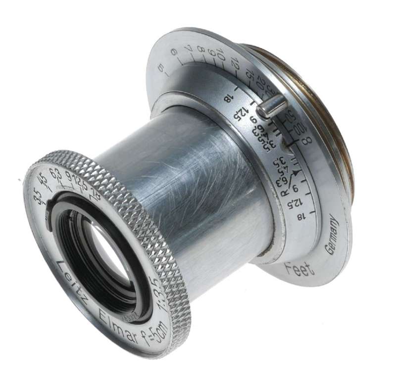 Chrome Leitz Elmar f=5cm 1:3.5 SM leica camera lens with caps