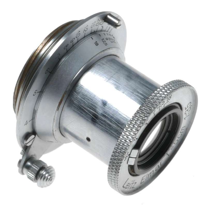 Chrome Leitz Elmar f=5cm 1:3.5 SM leica camera lens with caps
