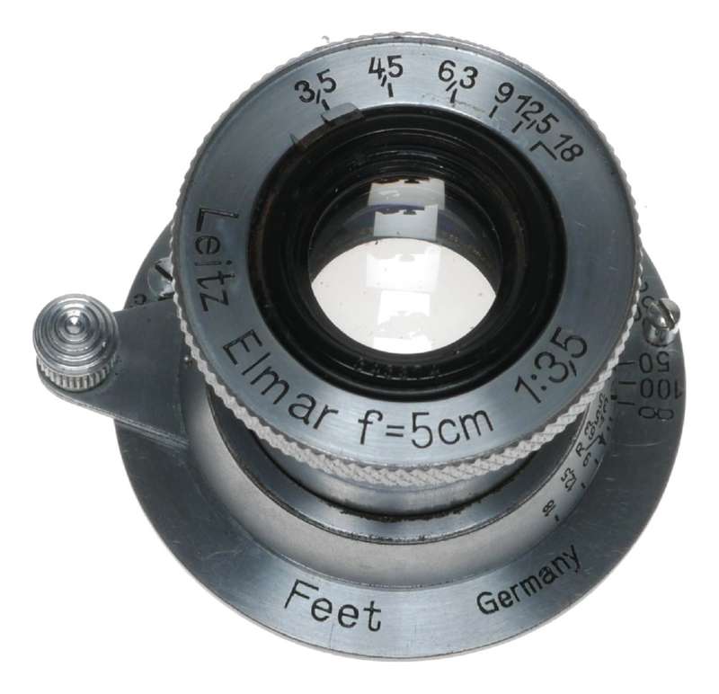 Chrome Leitz Elmar f=5cm 1:3.5 SM leica camera lens with caps
