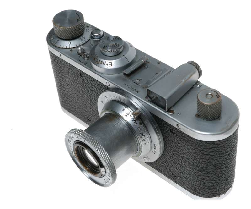 Leica Standard B chrome 5cm Elmar F3.5 case and lens cap