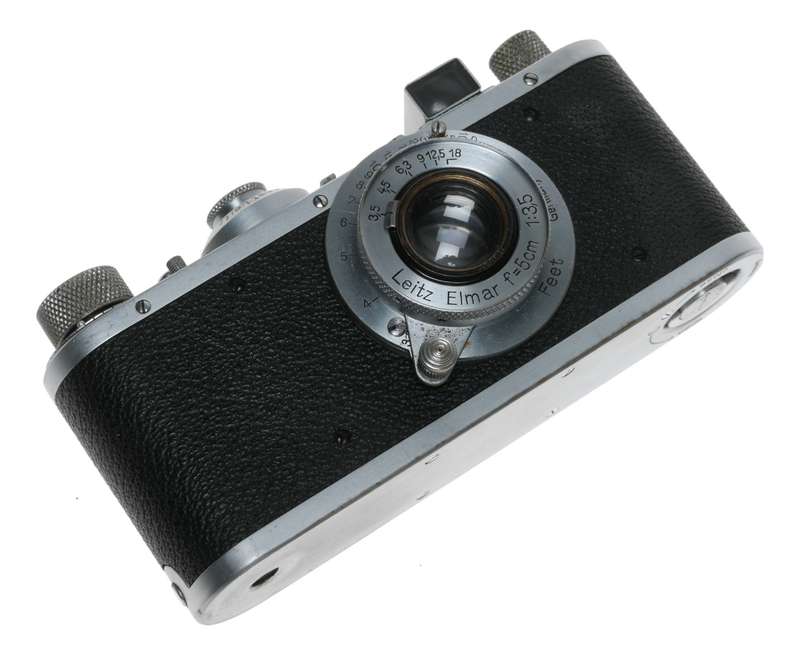 Leica Standard B chrome 5cm Elmar F3.5 case and lens cap