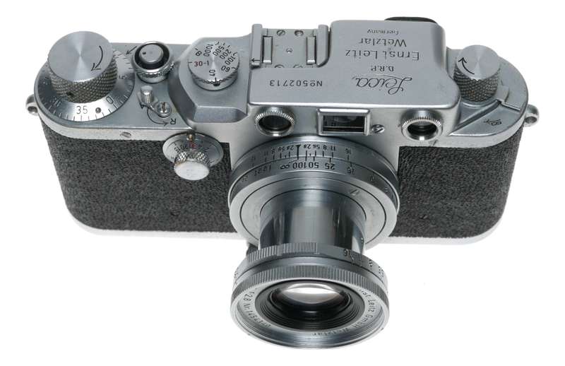 Shark Skin Leica IIIc vintage film camera Elmar 2.8/50mm lens case cap