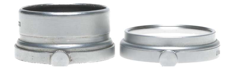 FISON Leitz lens hood shade 50 90mm lens with UV filter clean