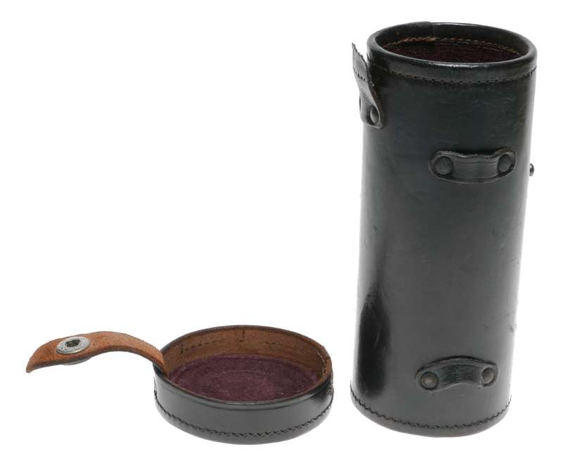 Tall Brown leather Leitz Wetzlar original camera lens container