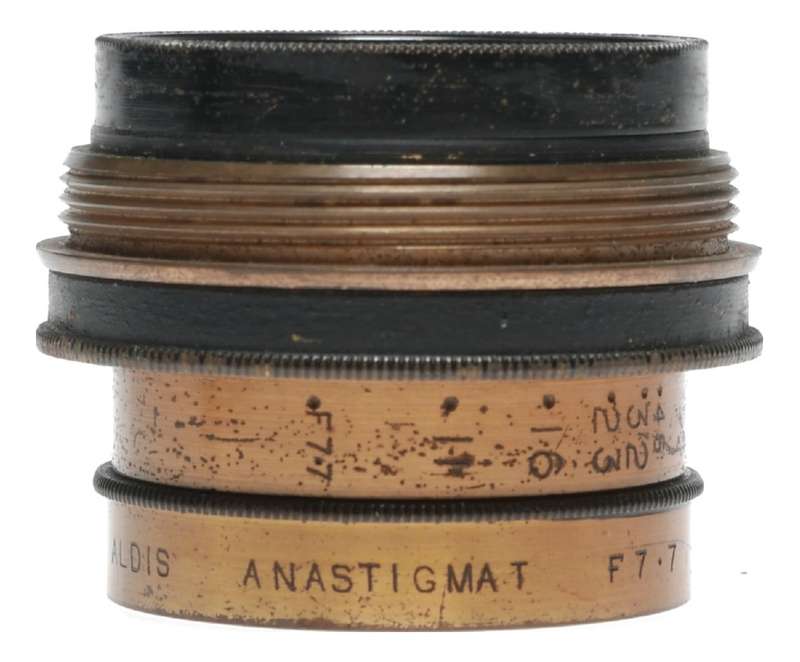 Aldis Anastigmat No.7 F7.7 Vintage Brass Plate Camera Lens