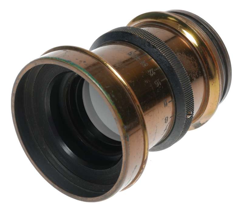Vintage Brass Early Photography Camera Lens Film Plate Box Bellows