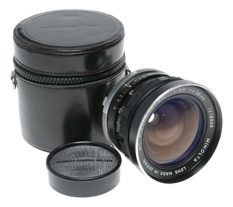 Minolta Wide Angle Rokkor SG 1:3.5 f=28mm Prime Camera Lens