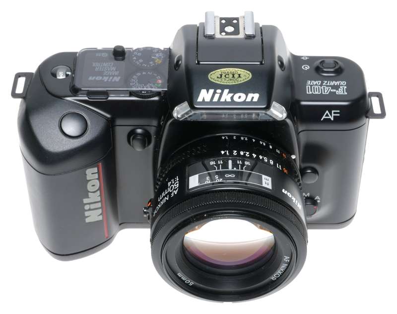 Nikon F-401 AF Quartz Date Film SLR Camera 1.4/50mm 3.5-4.5/28-85mm Zoom Lens