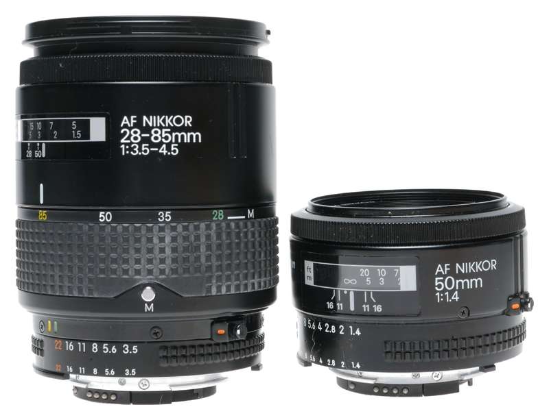Nikon F-401 AF Quartz Date Film SLR Camera 1.4/50mm 3.5-4.5/28-85mm Zoom Lens