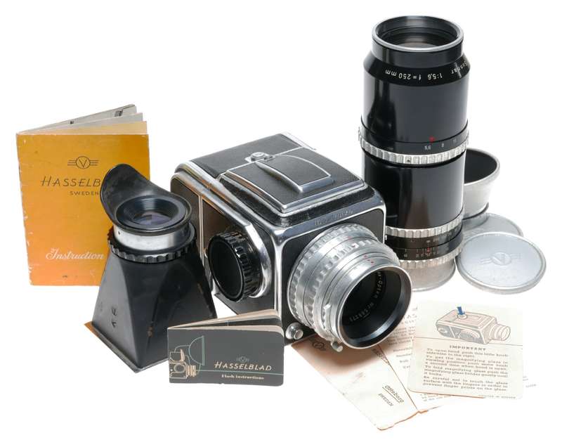 Hasselblad 1600F Camera Zeiss Opton Tessar 2.8/80mm Sonnar 5.6/250mm Lens