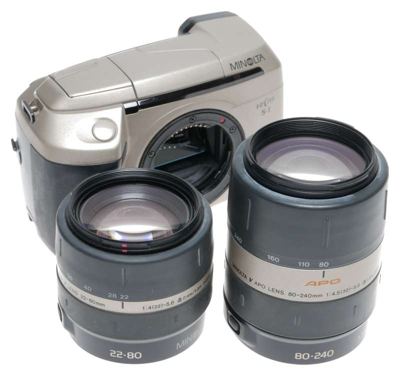 Minolta Vectis S-1 Camera 22-80mm Lens 80-240mm Apo