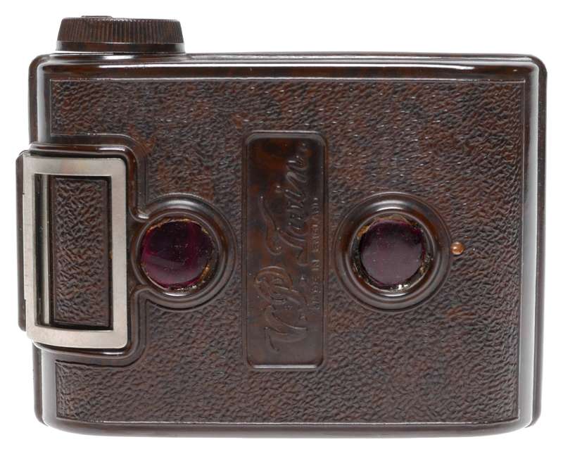 V.P. Twin Vest Pocket Bakelite 127 Rollfilm Camera Walnut Marble Finish