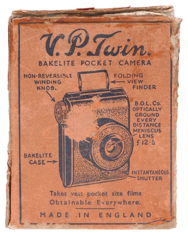 V.P. Twin Vest Pocket Bakelite 127 Rollfilm Camera Walnut Marble Finish