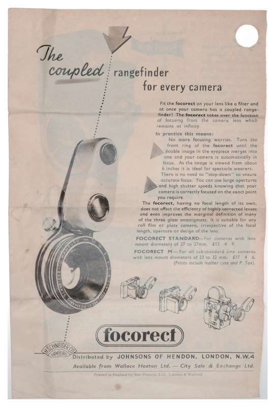 H.Schneider Focorect S Rangefinder for Variable Focus Close-Up Lens