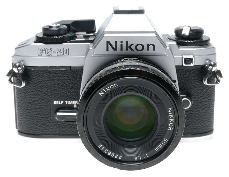 Nikon FG-20 35mm SLR Camera Lens Nikkor 1.8/50 Lens