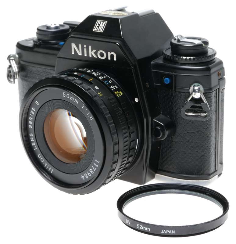 Nikon EM 35mm SLR Film Camera Series E Lens 1.8/50