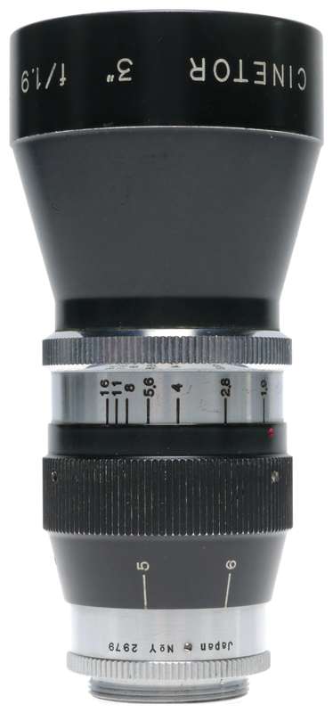 Cinetor 3 Inch f/1.9 Telephoto C-Mount Lens fits Bolex H16 Movie Camera