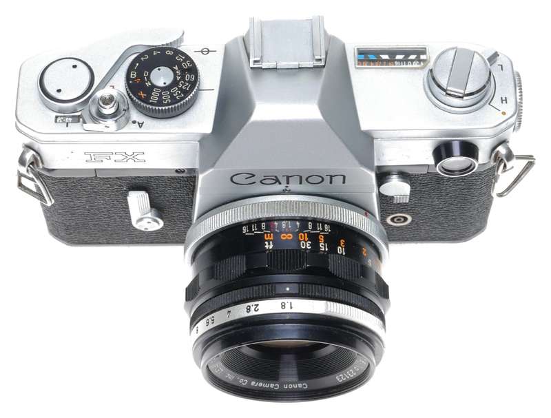 Canon FX SLR 35mm Film Camera FL: 1.8/50mm Hood Caps No.112353