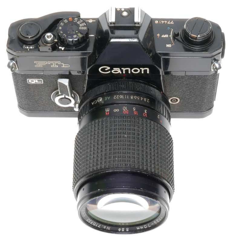 Canon FTb QL Black 35mm SLR Film Camera Coslinar Auto Zoom f=35-70mm