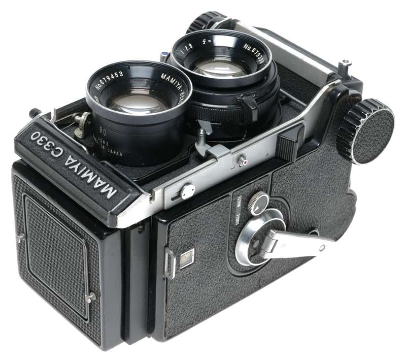 Mamiya C330 Professional-f TLR 120 Film Camera Blue Dot Sekor 2.8/80mm Lens