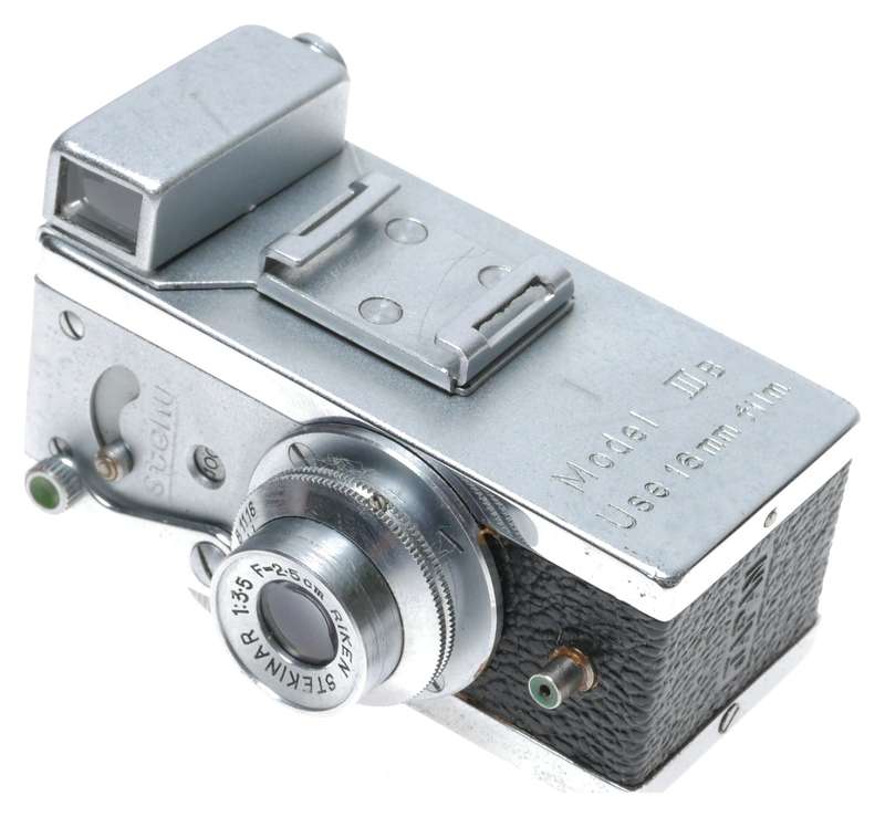 Steky Mod.IIIb Sub-Miniature 16mm Film Camera Riken Stekinar 1:3.5 f=2.5cm