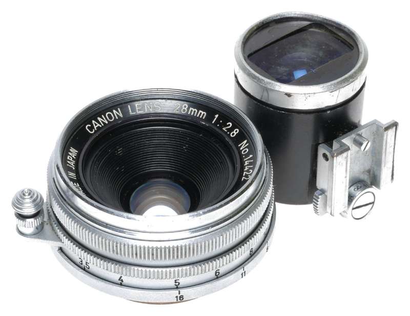 Canon Rangefinder RF Camera Lens 2.8/28mm Leica Screw Mount w/Viewing Lens