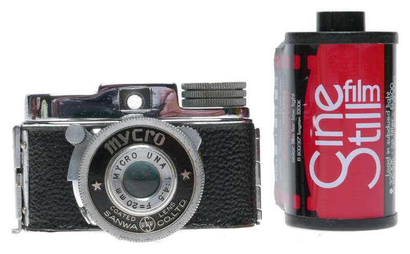 Mycro IIIa Subminiature Film Camera Chrome Black Ona 1:4.5 F=20mm