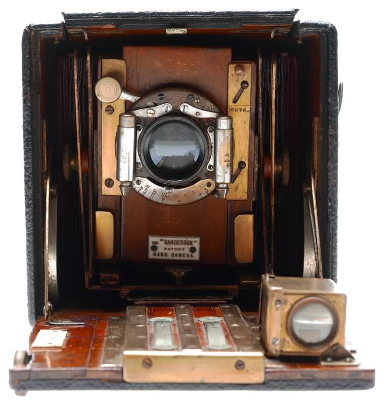 F.H. Sanderson Junior Hand camera wooden red bellows