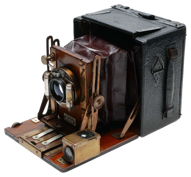 F.H. Sanderson Junior Hand camera wooden red bellows