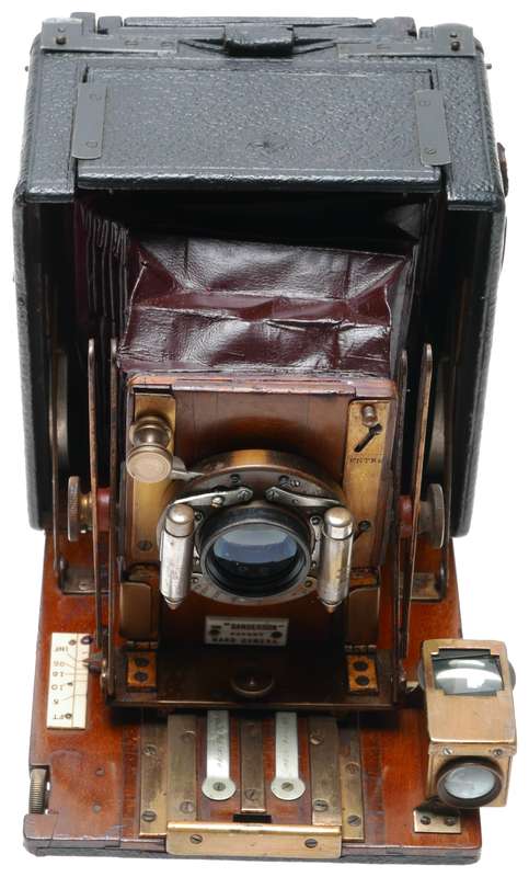 F.H. Sanderson Junior Hand camera wooden red bellows