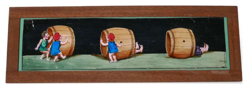 Set of 8 hand painted magic lantern slides film story displayed