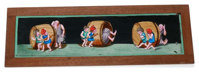 Set of 8 hand painted magic lantern slides film story displayed