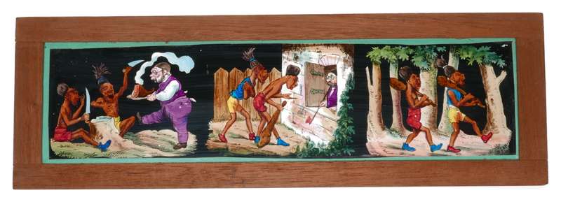 Set of 8 hand painted magic lantern slides film story displayed