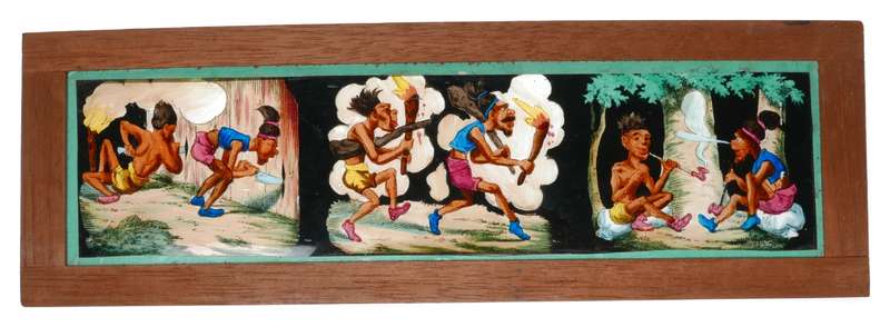 Set of 8 hand painted magic lantern slides film story displayed