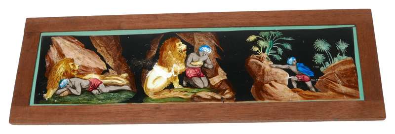 Set of 8 hand painted magic lantern slides film story displayed