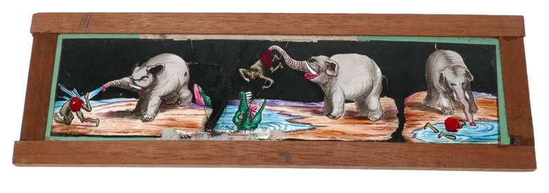 Set of 8 hand painted magic lantern slides film story displayed