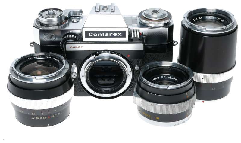 Zeiss Contarex Super SLR film camera 3 lenses and lots more