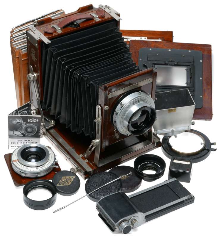 Deardorff 5x7 Exquisite bellows camera kit 4x Ross lenses backs lots more
