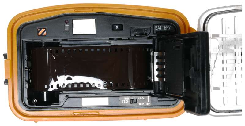 Sea and Sea MX-10 underwater film camera with YS-40 flash in case