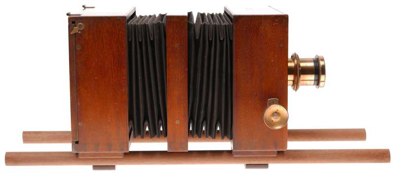 Watson and Sons half plate vintage wood bellows rail camera