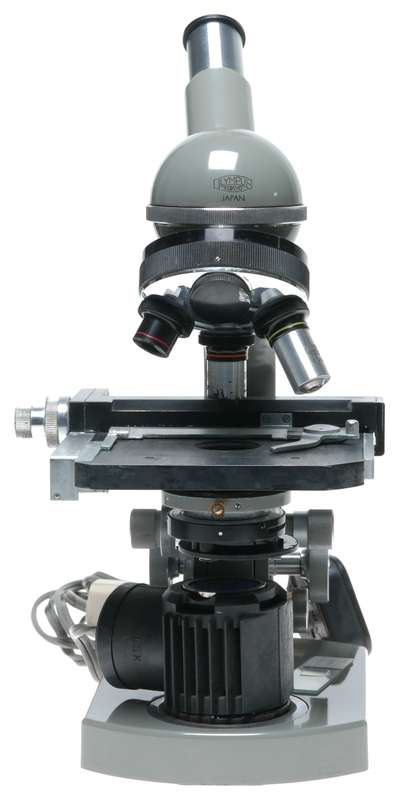 Olympus biological microscope stand grey enamel biological bench top
