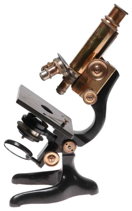 Brass monocular microscope E.Leitz Wetzlar Germany 3 objective lenses