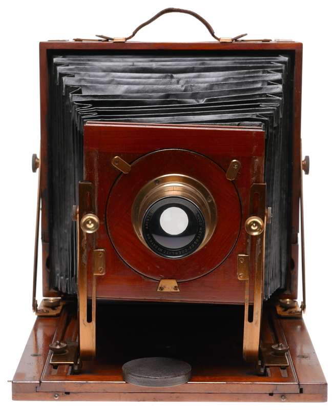 Field camera wood 8x10 Hugo Meyer Goerlitz f6 f270mm Aristostigmat lens