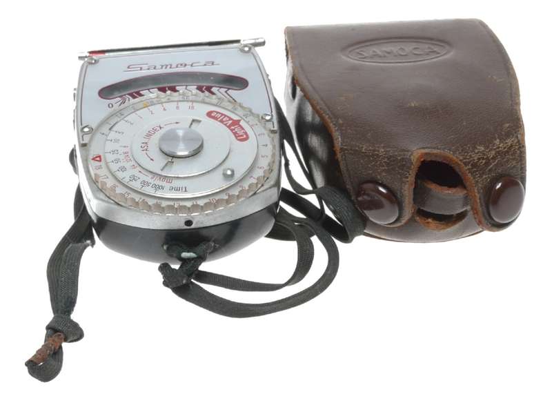 Samoca analogue hand held light exposure f/stop meter vintage case