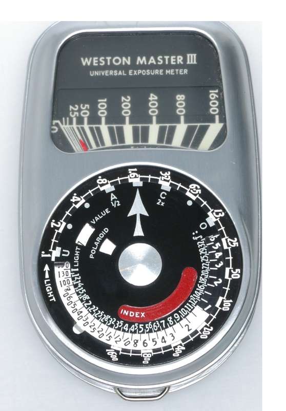 Weston Master III hand held light exposure f/stop meter vintage grey case strap