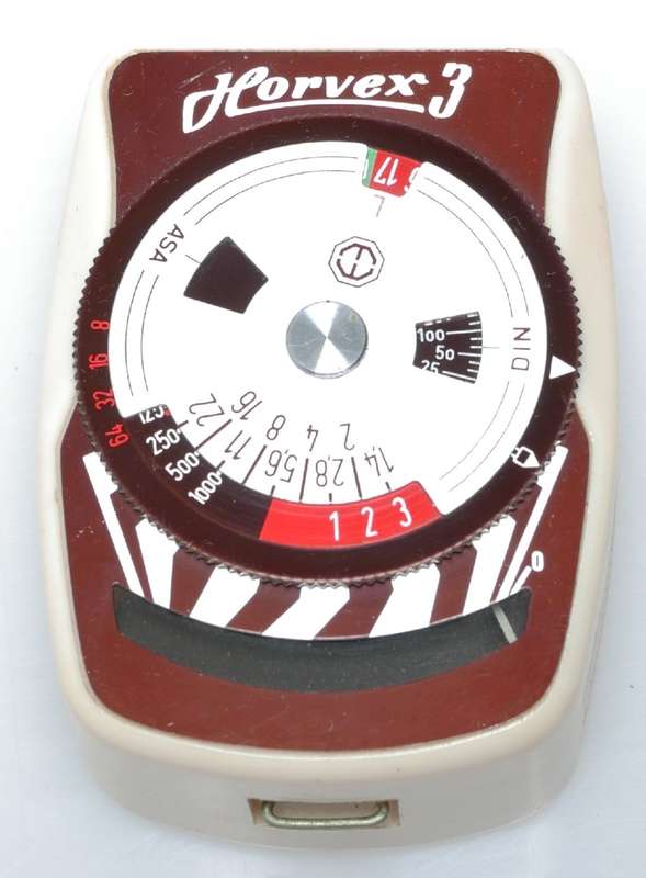 Horvex 3 hand held light exposure f/stop meter vintage case