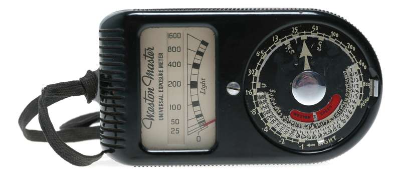 Black weston master hand held light exposure f/stop meter vintage strap
