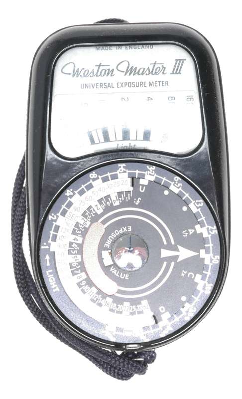 Weston master III hand held light exposure f/stop meter vintage tan case strap