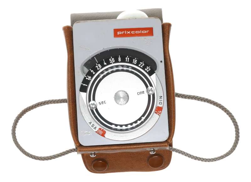 Prix color hand held light exposure f/stop meter vintage case